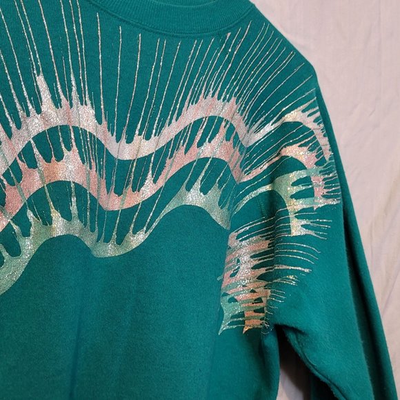Vintage Spin Art Sweatshirt Abstract Painted Design Adult XL Green 80s Retro - Picture 3 of 8